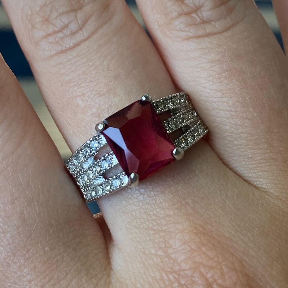 Silver 925 plated Pink Ruby stone Ring